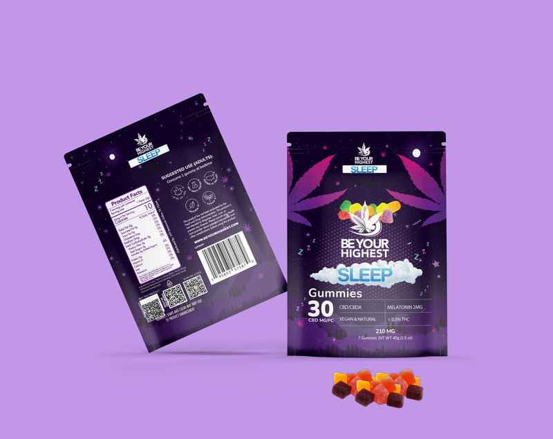 Sleepytime Melatonin CBD Gummies - Mixed Fruit Samples | Be Your Highest | Organic Vegan