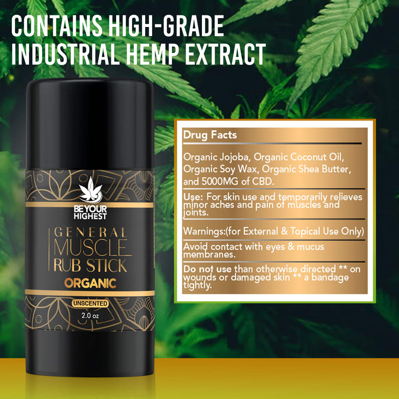 Be Your Highest General Muscle Rub for Pain | Push Up Stick Organic CBD Muscle Rub Unscented