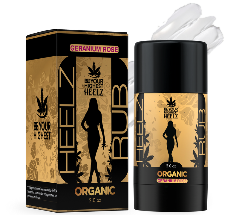 Be Your Highest Heelz Muscle Rub for Women Heels | Push Up Stick Organic CBD Muscle Rub for Women Geranium Rose Scent