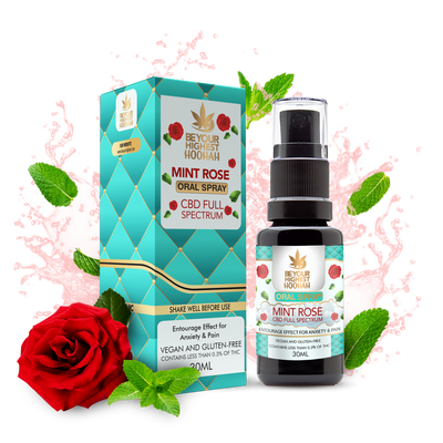 CBD Full Spectrum Organic Vegan Rose Mint Hoohah Oral Spray | CBD Oil | CBD Spray