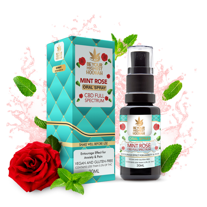 CBD Full Spectrum Organic Vegan Rose Mint Hoohah Oral Spray | CBD Oil | CBD Spray