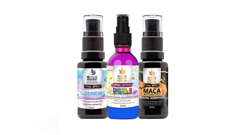 Hoohah Delta-8 Oil Oral Spray 3 Pack | Organic Elderberry Butterscotch | BeYourHighest